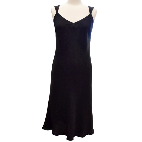 Vintage Evan Picone Black V-neck Sleeveless Evening Dress - Picture 1 of 9